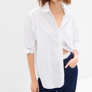 Gap 100% Organic Cotton Big Shirt, White, XS